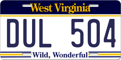 WV license plate DUL504