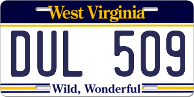 WV license plate DUL509
