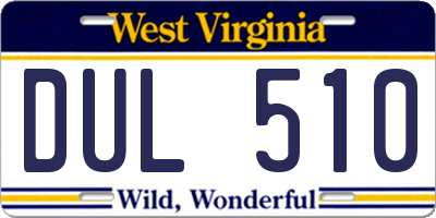 WV license plate DUL510