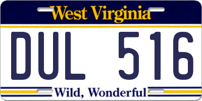 WV license plate DUL516
