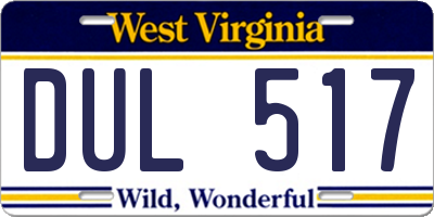 WV license plate DUL517