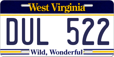 WV license plate DUL522