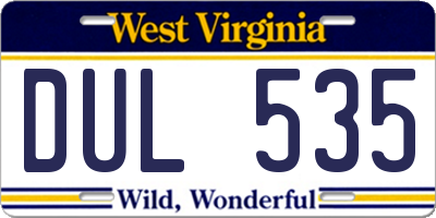 WV license plate DUL535