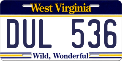 WV license plate DUL536