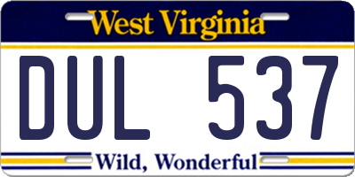WV license plate DUL537