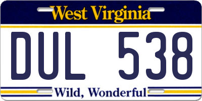 WV license plate DUL538