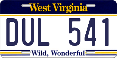 WV license plate DUL541
