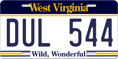 WV license plate DUL544
