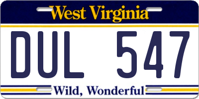 WV license plate DUL547