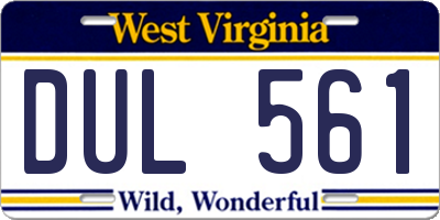 WV license plate DUL561