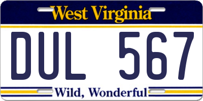 WV license plate DUL567