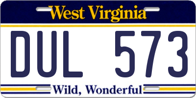 WV license plate DUL573
