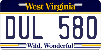 WV license plate DUL580