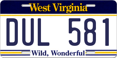WV license plate DUL581