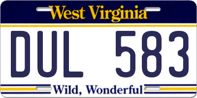 WV license plate DUL583