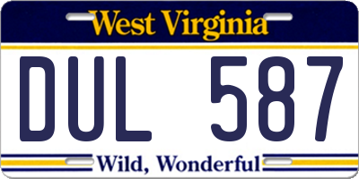 WV license plate DUL587