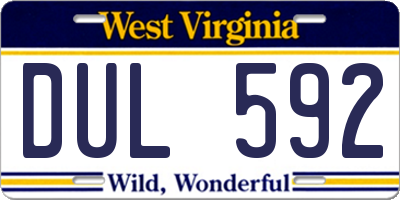 WV license plate DUL592