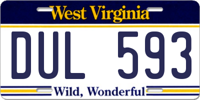 WV license plate DUL593