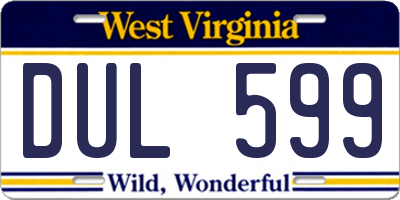 WV license plate DUL599