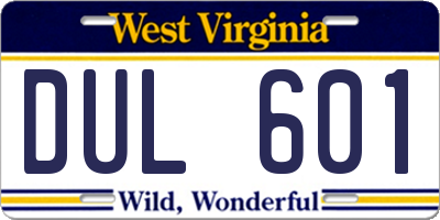 WV license plate DUL601