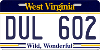 WV license plate DUL602