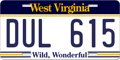 WV license plate DUL615