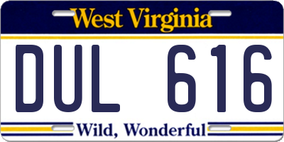 WV license plate DUL616