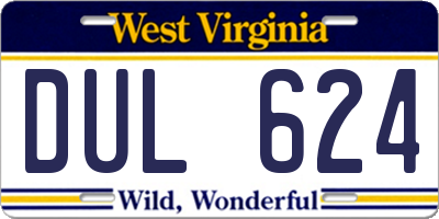 WV license plate DUL624