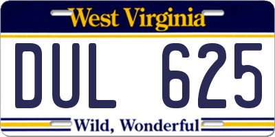 WV license plate DUL625