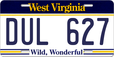 WV license plate DUL627