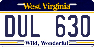 WV license plate DUL630