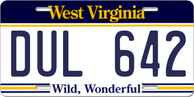WV license plate DUL642