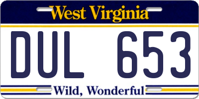 WV license plate DUL653