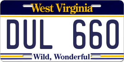 WV license plate DUL660