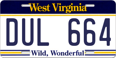 WV license plate DUL664