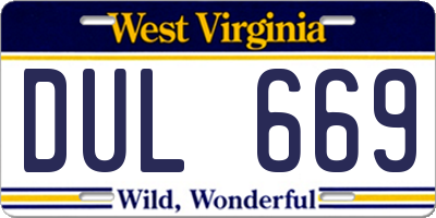 WV license plate DUL669
