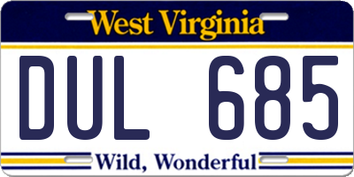 WV license plate DUL685