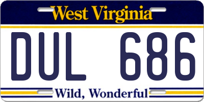 WV license plate DUL686