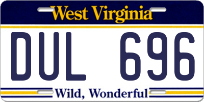 WV license plate DUL696
