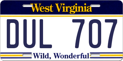 WV license plate DUL707