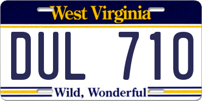 WV license plate DUL710