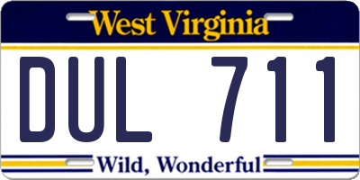 WV license plate DUL711