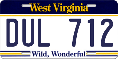 WV license plate DUL712
