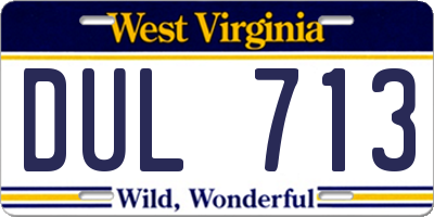 WV license plate DUL713