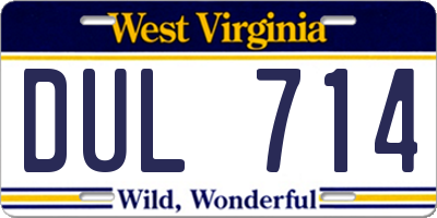 WV license plate DUL714