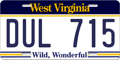 WV license plate DUL715