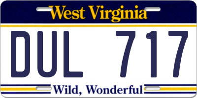 WV license plate DUL717