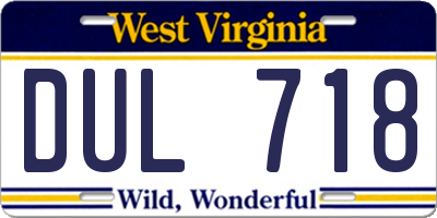 WV license plate DUL718