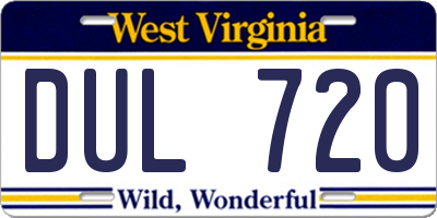 WV license plate DUL720