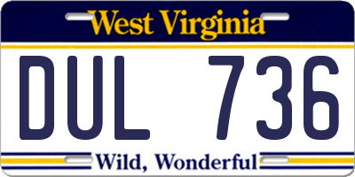 WV license plate DUL736